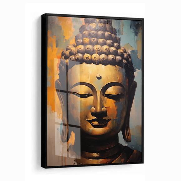 Quadro Decorativo Moderno Buda Meditação Luxo Moldura Vidro