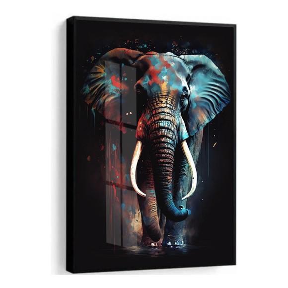 Quadro Decorativo Moderno Elefante Quarto Sala Moldura Vidro