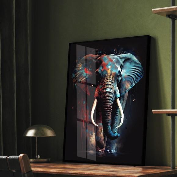 Quadro Decorativo Moderno Elefante Quarto Sala Moldura Vidro