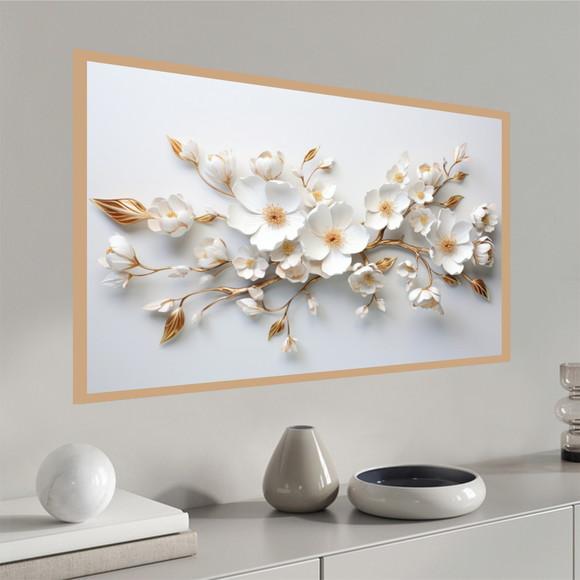 Quadro Decorativo Moderno Flores Sala de Estar com Moldura