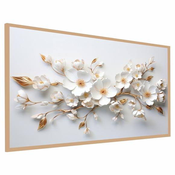 Quadro Decorativo Moderno Flores Sala de Estar com Moldura