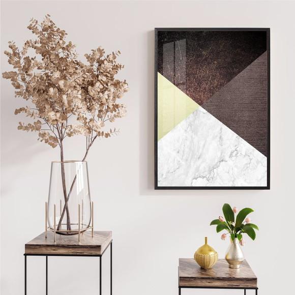 Quadro Decorativo Moderno Geométrico Para Sala Moldura Vidro