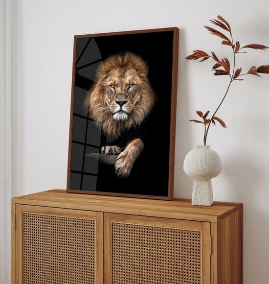 Quadro Decorativo Moderno Leão de Judá com Moldura e Vidro