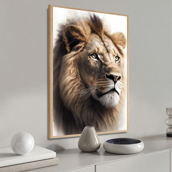 Quadro Decorativo Moderno Leão de Judá Rosto com Moldura