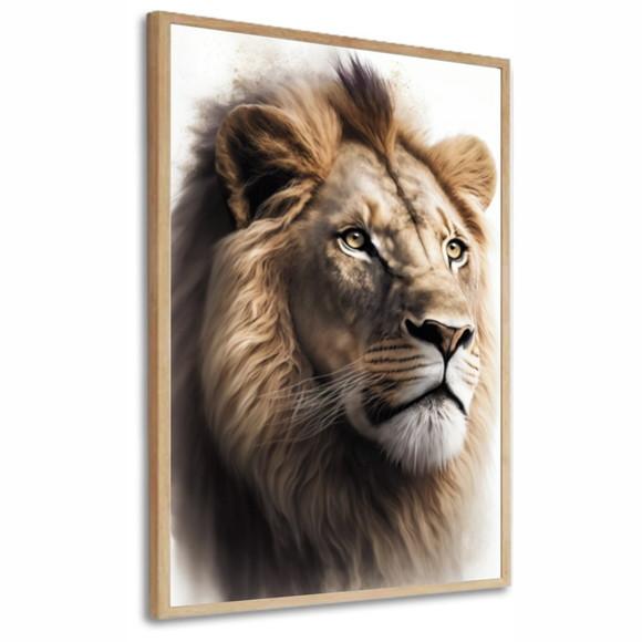 Quadro Decorativo Moderno Leão de Judá Rosto com Moldura