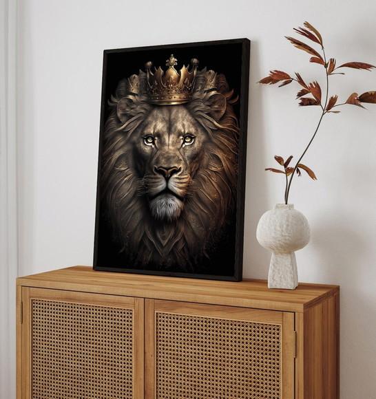 Quadro Decorativo Moderno Leão para Quarto Sala Hall Moldura