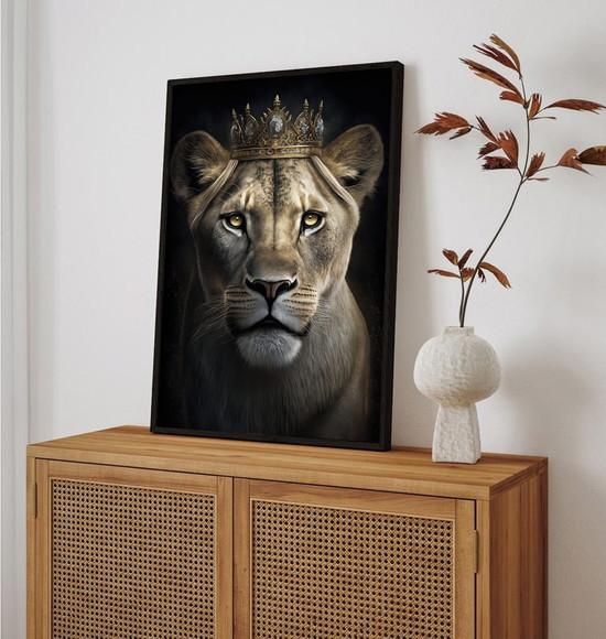 Quadro Decorativo Moderno Leoa Família Sala Quarto Moldura