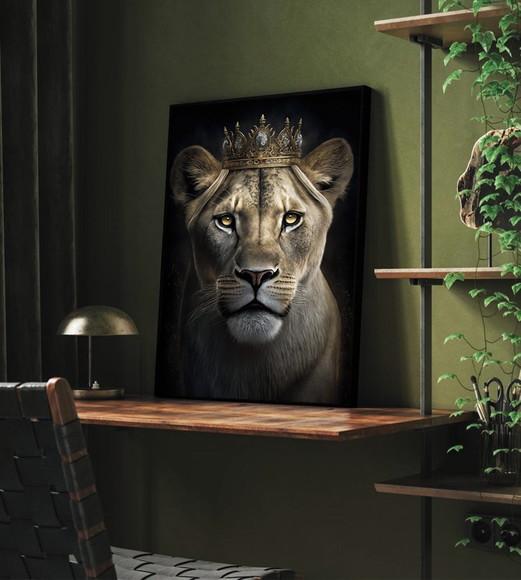 Quadro Decorativo Moderno Leoa Família Sala Quarto Moldura