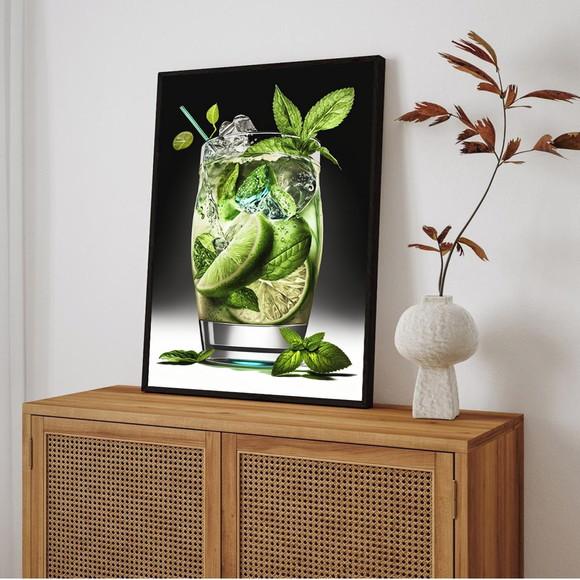 Quadro Decorativo Moderno Mojito Drink Bebidas Bares Moldura