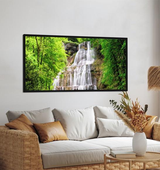 Quadro Decorativo Moderno Paisagem Cachoeira com Moldura