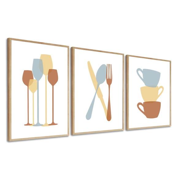 Quadro Decorativo Moderno para Cozinha Talheres com Moldura