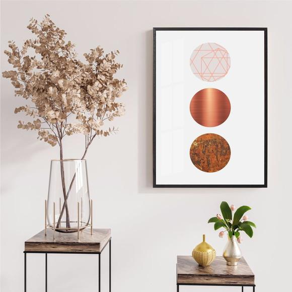 Quadro Decorativo Moderno Para Sala Geométrico Moldura Vidro
