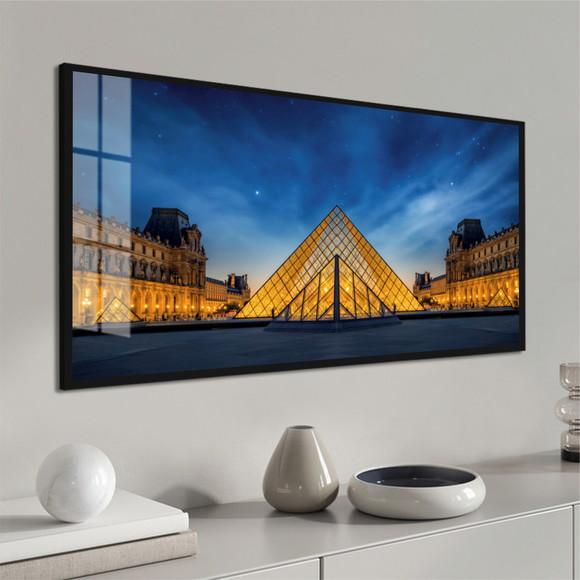 Quadro Decorativo Museu do Louvre Paris com Moldura e Vidro