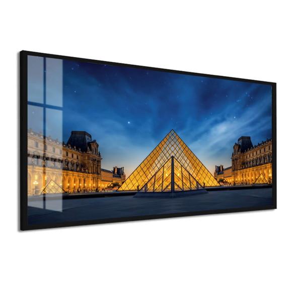Quadro Decorativo Museu do Louvre Paris com Moldura e Vidro