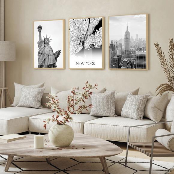 Quadro Decorativo Nova York Cidade Manhattan Moldura e Vidro