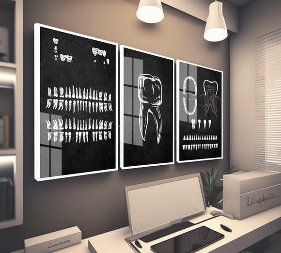 Quadro Decorativo Odontologia Consultório Dentista com Vidro