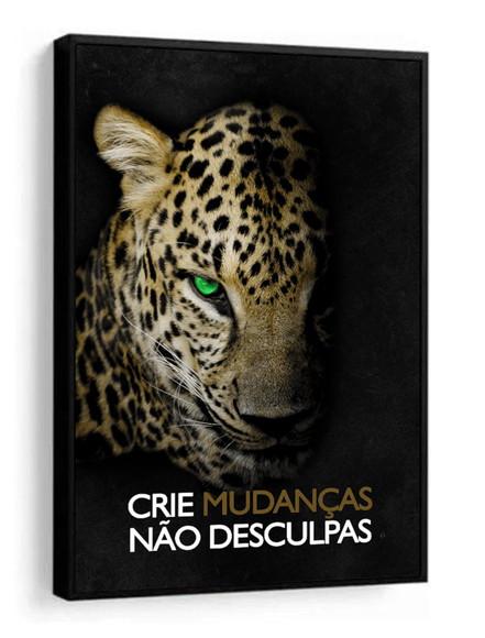 Quadro Decorativo Onça Pintada Frases Motivação Com Moldura