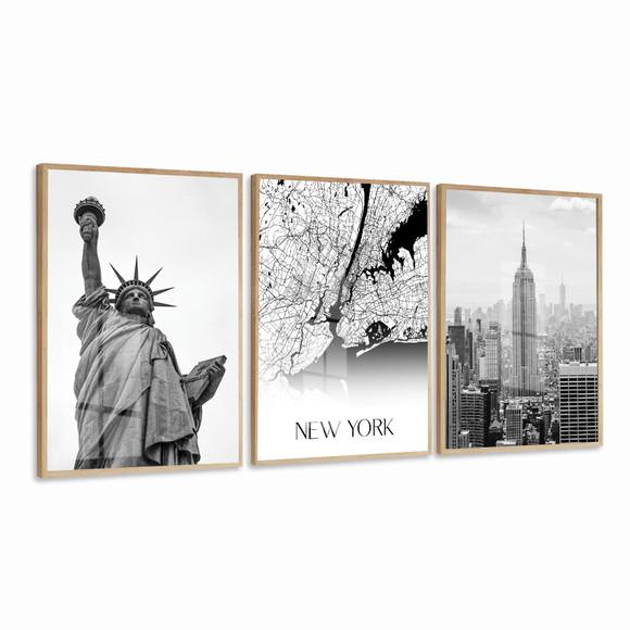 Quadro Decorativo Nova York Cidade Manhattan Moldura e Vidro