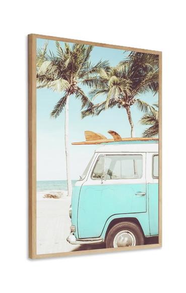 Quadro Decorativo Paisagem Kombi Moderno Moldura Vidro 50x70