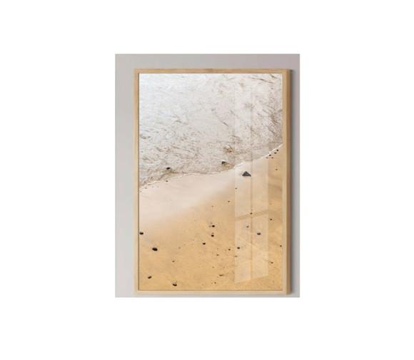 Quadro Decorativo Paisagem Mar Praia com Moldura e Vidro