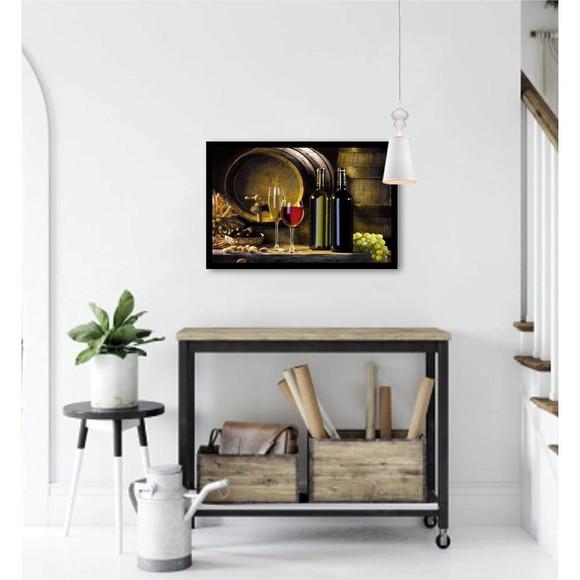Quadro Decorativo Para Sala De Estar Vinho Adega Com Moldura
