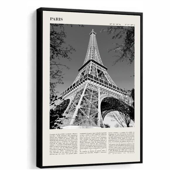 Quadro Decorativo Paris História Torre Eiffel Com Moldura