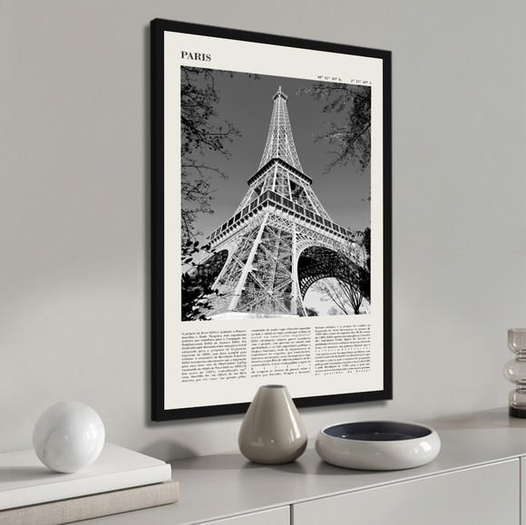 Quadro Decorativo Paris História Torre Eiffel Com Moldura