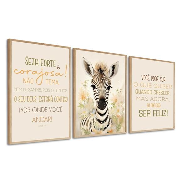 Quadro Decorativo Personalizado Infantil Animais com Moldura