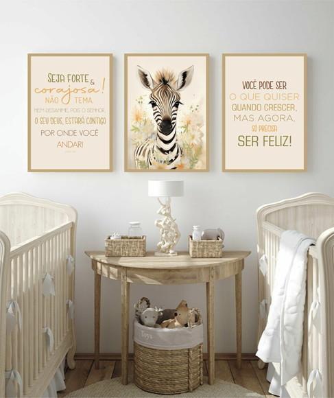 Quadro Decorativo Personalizado Infantil Animais com Moldura