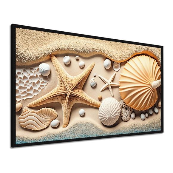 Quadro Decorativo Praia Estrela do Mar para Sala com Moldura