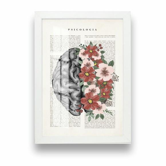 Quadro Decorativo Psicologia Cérebro Moderno Moldura e Vidro