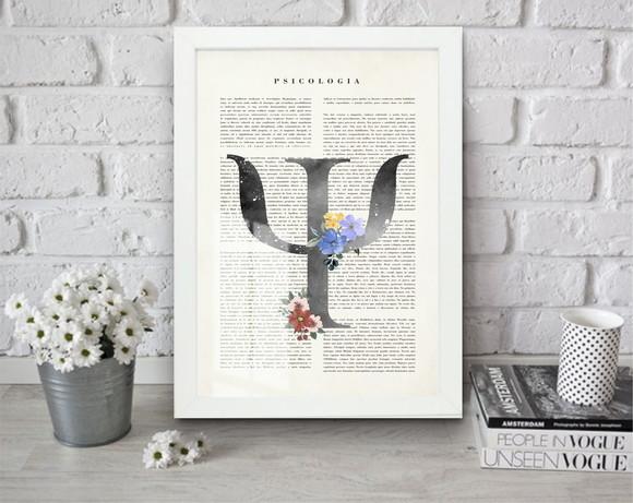 Quadro Decorativo Psicologia Consultório Com Moldura e Vidro