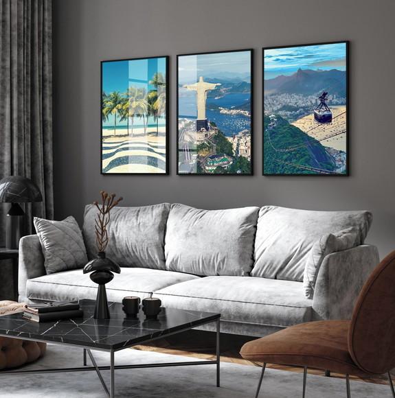Quadro Decorativo Rio de Janeiro Cartão Postal Moldura Vidro