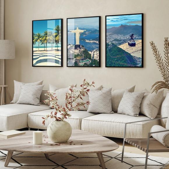 Quadro Decorativo Rio de Janeiro Cartão Postal Moldura Vidro