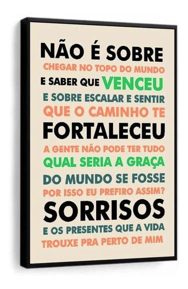 Quadro Decorativos Frases Positivas Música Letra Com Moldura