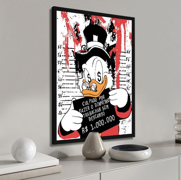 Quadro Decorativo Tio Patinhas Motivação Financeira Moldura