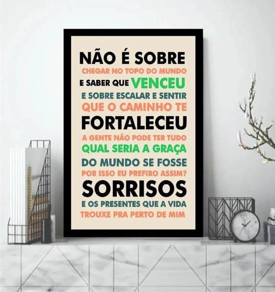 Quadro Decorativos Frases Positivas Música Letra Com Moldura