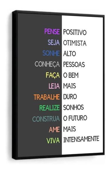 Quadro Decorativos Frases Positivas Quarto Sala Casa Moldura