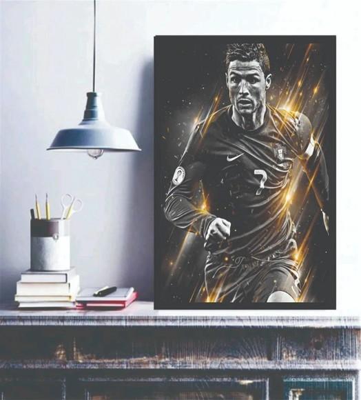 Quadro Jogador Cristiano Ronaldo Futebol Decoração Moldura