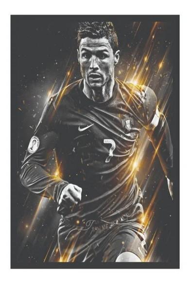 Quadro Jogador Cristiano Ronaldo Futebol Decoração Moldura