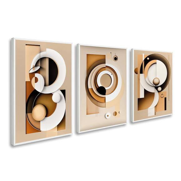 Quadros Decorativos Abstrato Boho Moderno Geométrico Moldura