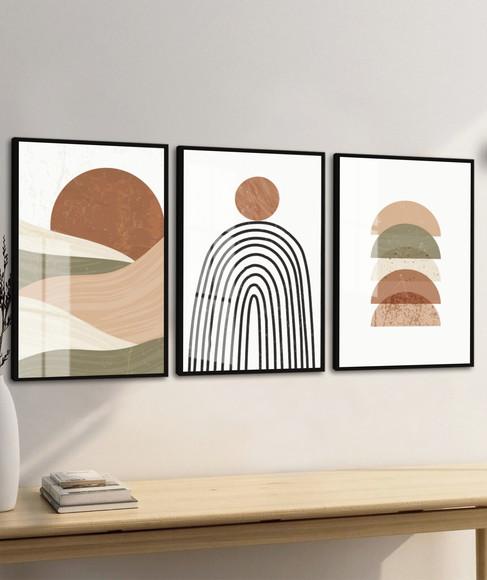 Quadros Decorativos Abstrato Boho Moderno Moldura e Vidro