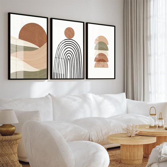 Quadros Decorativos Abstrato Boho Moderno Moldura e Vidro