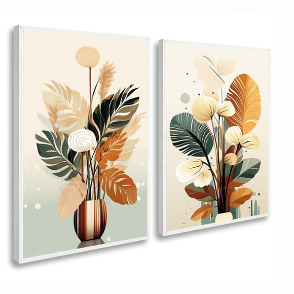 Quadros Decorativos Abstrato Folhagem Quarto Sala Moldura