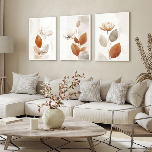 Quadros Decorativos Abstrato Folhagem Sala Hall Luxo Vidro
