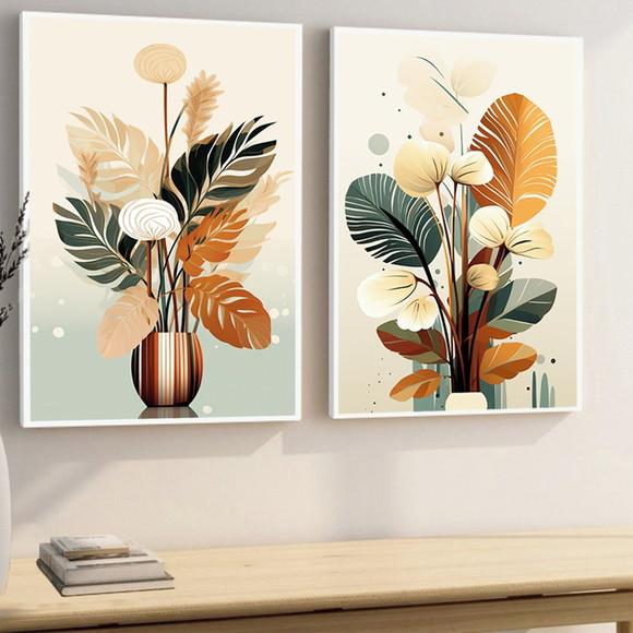 Quadros Decorativos Abstrato Folhagem Quarto Sala Moldura