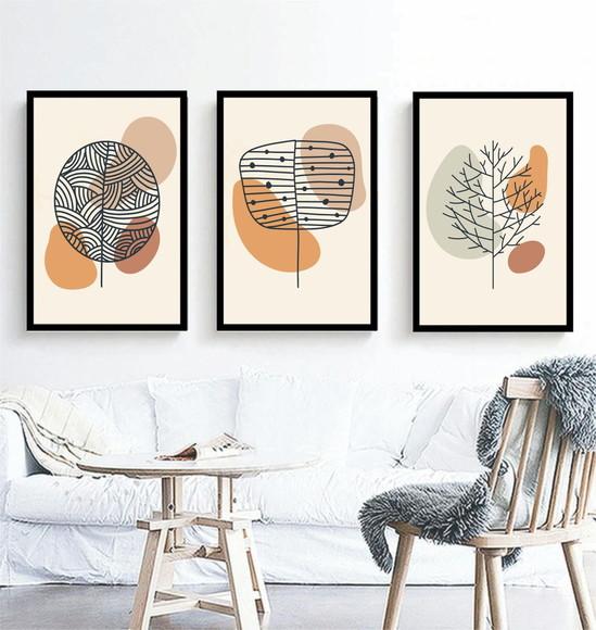 Quadros Decorativos Abstrato Galho Folhagem Sala Quarto Hall