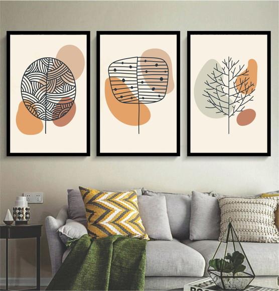 Quadros Decorativos Abstrato Galho Folhagem Sala Quarto Hall