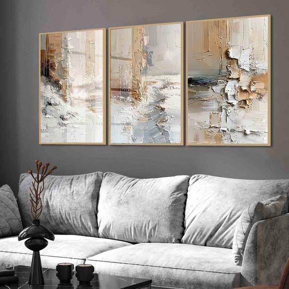 Quadros Decorativos Abstrato Marrom Moderno Moldura e Vidro