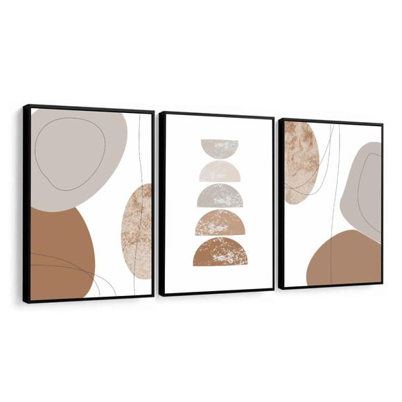 Quadros Decorativos Abstrato Marrom Moderno com Moldura